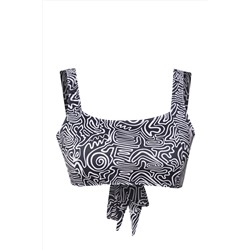 Çok Renkli Animal Desenli Sırt Detaylı Bralette Büyük Beden Bikini Üstü TBBSS23CT00000