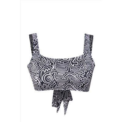 Çok Renkli Animal Desenli Sırt Detaylı Bralette Büyük Beden Bikini Üstü TBBSS23CT00000