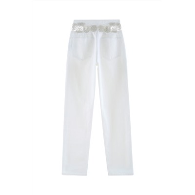 Vaquero boyfriend de tiro alto Blanco
