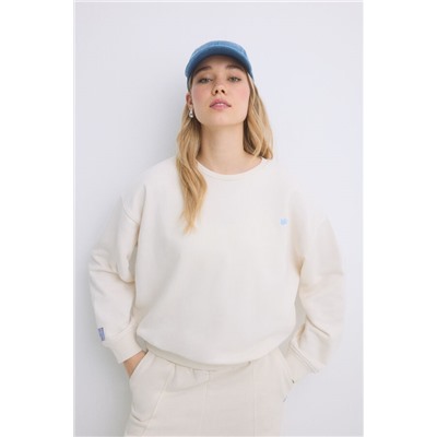 Sudadera felpa algodón marfil