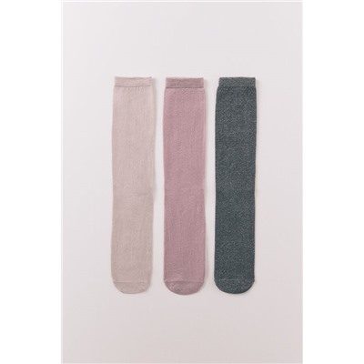 Pack 3 calcetines largos algodón lurex