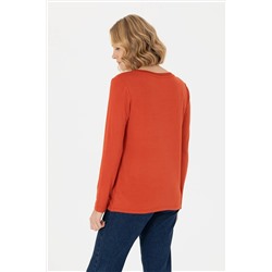 Kadın Kiremit V - Yaka Sweatshirt