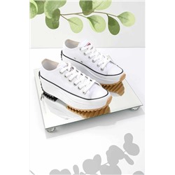Bambi Beyaz Keten Kadın Sneaker K01688240718