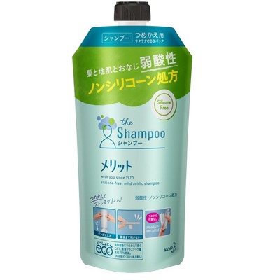 KAO Merit Шампунь для волос бессиликоновый Non-Silicone Floral с разглаживающим эффектом, сменная упаковка 340мл