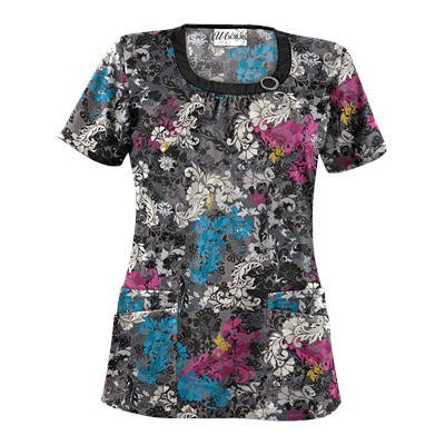 UA Romantic Scroll Black Scrub Top