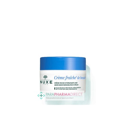 Nuxe Crème Fraiche de Beauté Crème Riche Hydratante 48h Peaux Sèches à Très Sèches 50ml