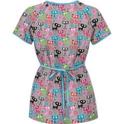 UA Cats Meow Dove Grey Mock Wrap Scrub Top