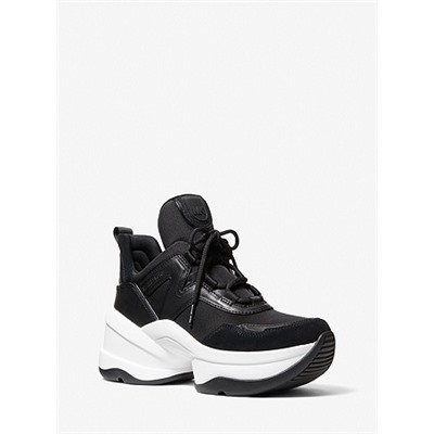 MICHAEL MICHAEL KORS Olympia Canvas and Suede Trainer