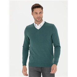 Yeşil Slim Fit Basic Kazak