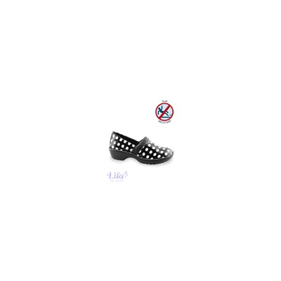 Lila Black/White Polka Dot Nursing Clog