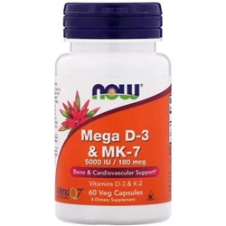 NOW Mega D-3 & MK-7 капсулы 60 шт