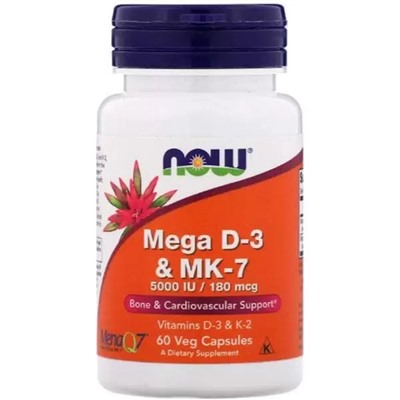 NOW Mega D-3 & MK-7 капсулы 60 шт