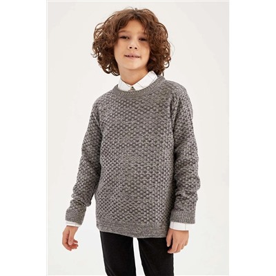 Defacto Erkek Çocuk Regular Fit Bisiklet Yaka Kazak Y8500A622WN