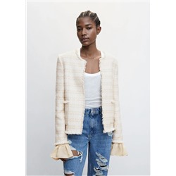 Chaqueta tweed volantes puños -  Mujer | MANGO OUTLET Melilla