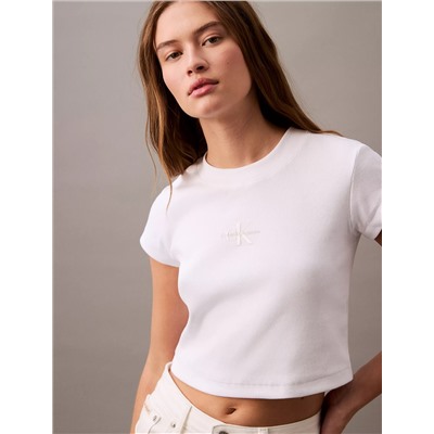 Monogram Logo Ribbed Baby Tee