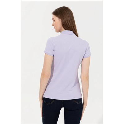 Kadın Lila Basic Polo Yaka Tişört