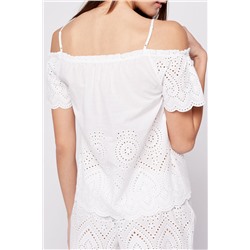 Camiseta con bordado inglés Alicia Crudo