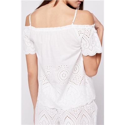Camiseta con bordado inglés Alicia Crudo