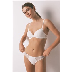 Braga clásica microfibra y encaje blanco
