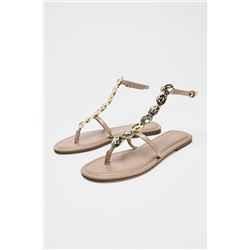 BEADED FLAT SANDALS