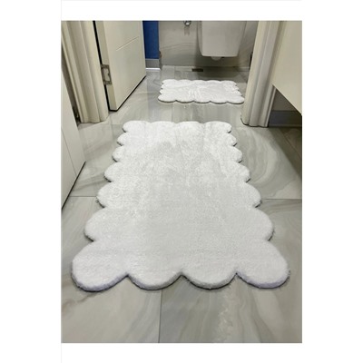 vescarpet station Lazer Kesim 2'li Banyo Paspası Peluş Halı ycy918