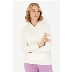 Kadın Ekru Kapüşonlu Basic Sweatshirt
