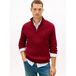 Cable Knit Mockneck Quarter-Zip Sweater