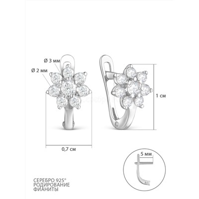 Серьги детские из серебра с фианитами родированные 925 пробы 402011-033р