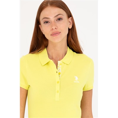 Kadın Neon Sarı Basic Polo Yaka Tişört