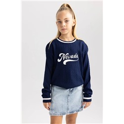 Defacto Kız Çocuk Regular Fit Bisiklet Yaka Kazak A2885A823AU