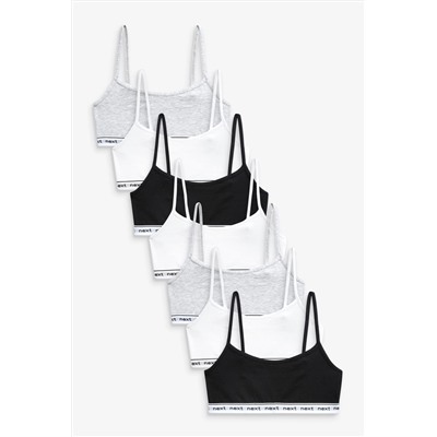 Black/Grey/White 7 Pack Strappy Crop Tops (5-16yrs)