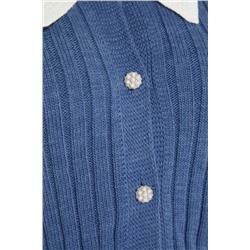 Indigo Fitilli Yaka Detaylı Düğmeli Triko Hırka TBBAW23AV00084