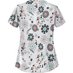 UA Honeycombs And Flowers Pewter Asymmetrical Scrub Top