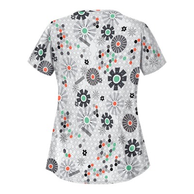 UA Honeycombs And Flowers Pewter Asymmetrical Scrub Top