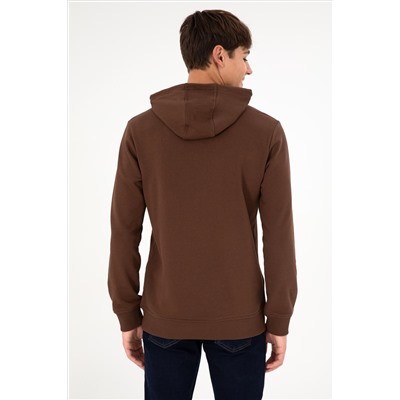 Erkek Kahverengi Basic Sweatshirt