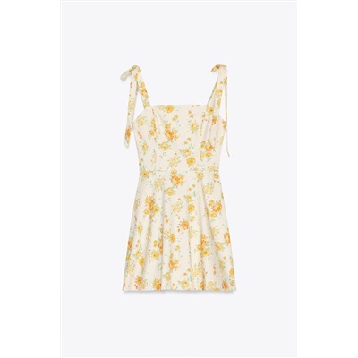 FLORAL POPLIN DRESS WITH BOWS