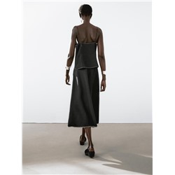 Midi skirt with topstitching detail on the hem