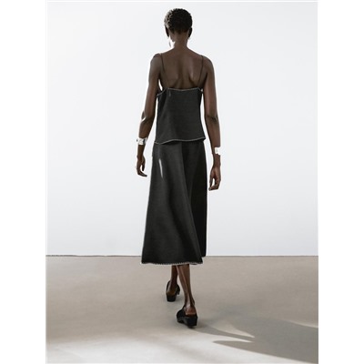 Midi skirt with topstitching detail on the hem