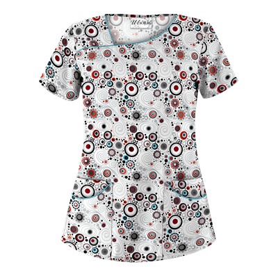 UA Mod Mix White Asymmetrical Scrub Top