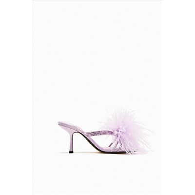HIGH-HEEL SANDALS WITH FEATHERS