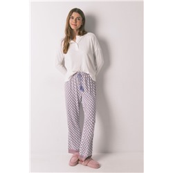 Pantalón largo ancho punto suave azul