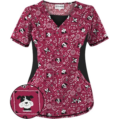 UA Bandana Pups Berry Kiss Print scrub Top