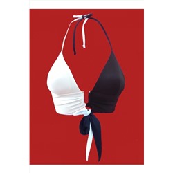 Transacoustic, Siyah Beyaz Tulumlu U Aksesuar Detaylı Şık Bikini Üstü