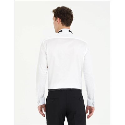 Beyaz Slim Fit Smokin Gömlek