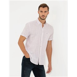 Bej Regular Fit Kısa Kollu Gömlek