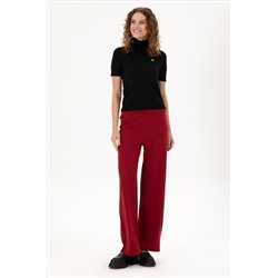 Kadın Vişne Loose Fit Triko Pantolon