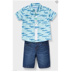 Set - Hemd, Kurzarmshirt und Jeansshorts