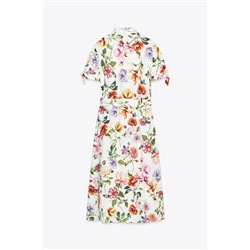 PRINTED POPLIN MIDI DRESS