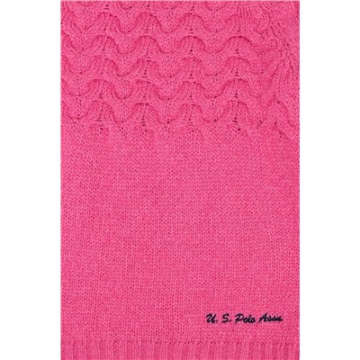 Kız Çocuk Neon Pembe Bisiklet Yaka Kazak