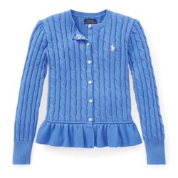 GIRLS 7-16 Cotton Peplum Cardigan